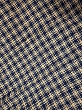 Vintage Dark Blue and Tan Cotton Fabric